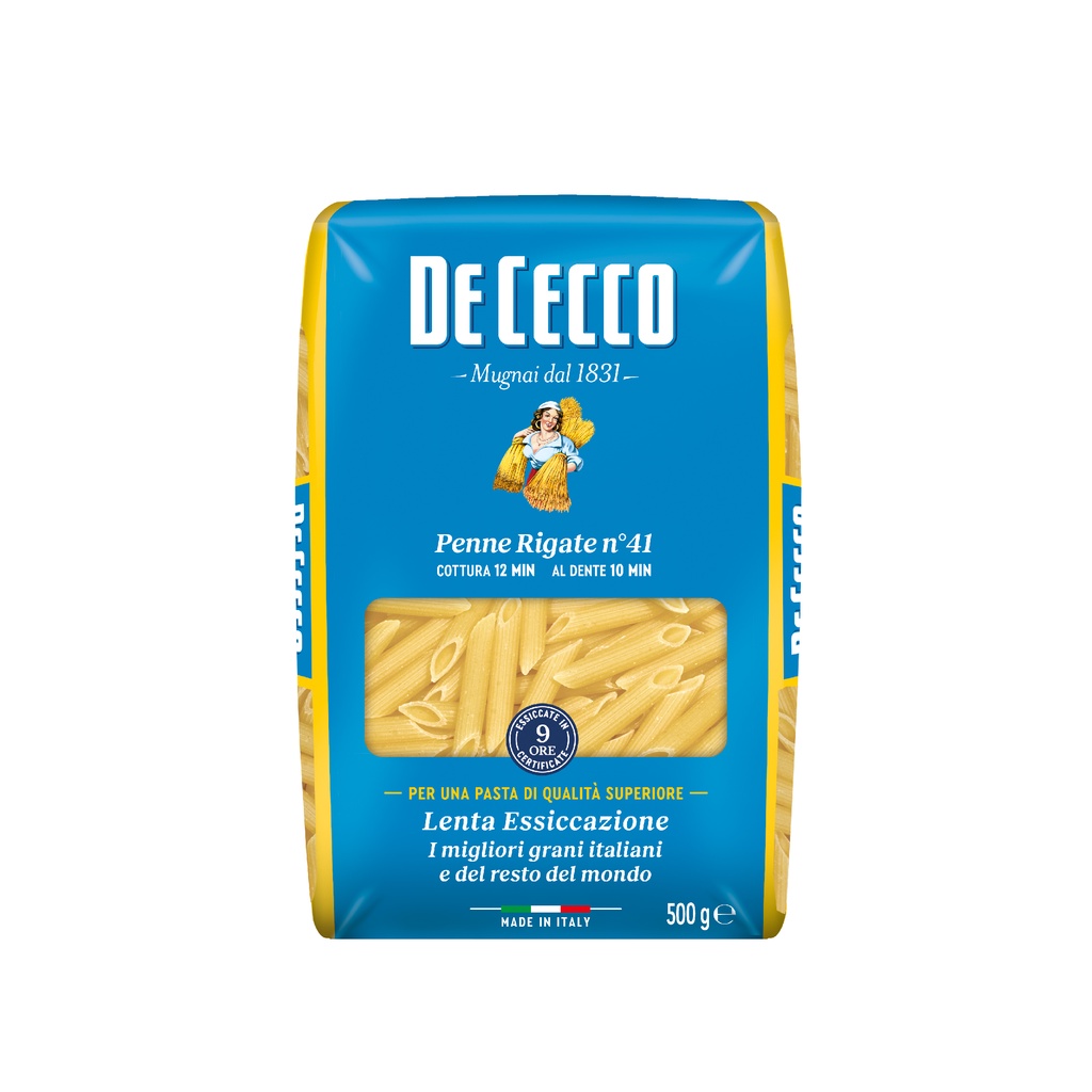 De Cecco Pasta Penne rigate no. 41 (500g) พาสต้าท่อเฉียง เพนเน่ ดีเชคโก เบอร์ 41 ขนาด 500 ก.