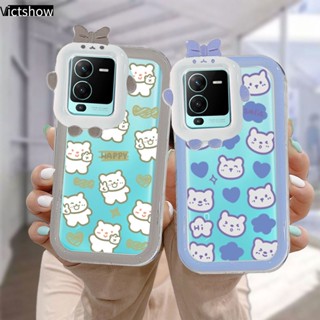 เคสโทรศัพท์มือถือแบบนิ่ม TPU ใส กันรอยเลนส์กล้อง ลายหมีน้อยขาว สําหรับ VIVO Y35 Y22 Y22S Y20 Y15S Y91C Y21 2021 Y21A V23E Y16 V21 Y21T Y12S Y12 Y30 Y21S Y20S Y12i Y33T Y01 Y91 Y30i