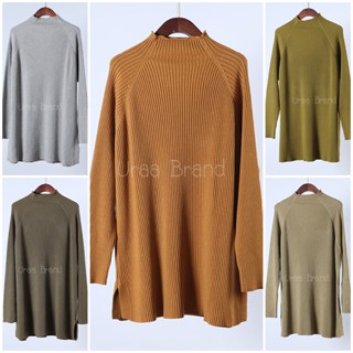 อก 44-52 นิ้ว / 5 สี เดรสสั้น เดรสไหมพรม เดรสไหมพรมสั้น ผ้าร่อง รุ่น Maybie Oversize Sweater Short Dress