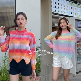 พร้อมส่ง : เสื้อไหมพรมแขนยาวดีเทลแน่น ไหมพรมสีเรนโบว์ 2 สี numi_shop