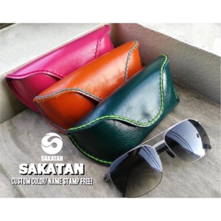 ซองกล่องใส่แว่นหนังแท้หลากสีแฮนด์เมดตอกชื่อฟรี! Handicraft genuine leather glasses case Personalized