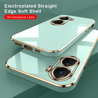 For Vivoy16 4G Case Luxury Plating Gold Frame TPU Soft Cover For Vivo Y16 Y 16 16Y 4G 2022 V2204 6.51" Camera Shockproof Fundas