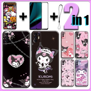 เคส 2 IN 1 สําหรับ Tecno Pova 2 พร้อมกระจกนิรภัยกันรอยหน้าจอเซรามิค Kuromi