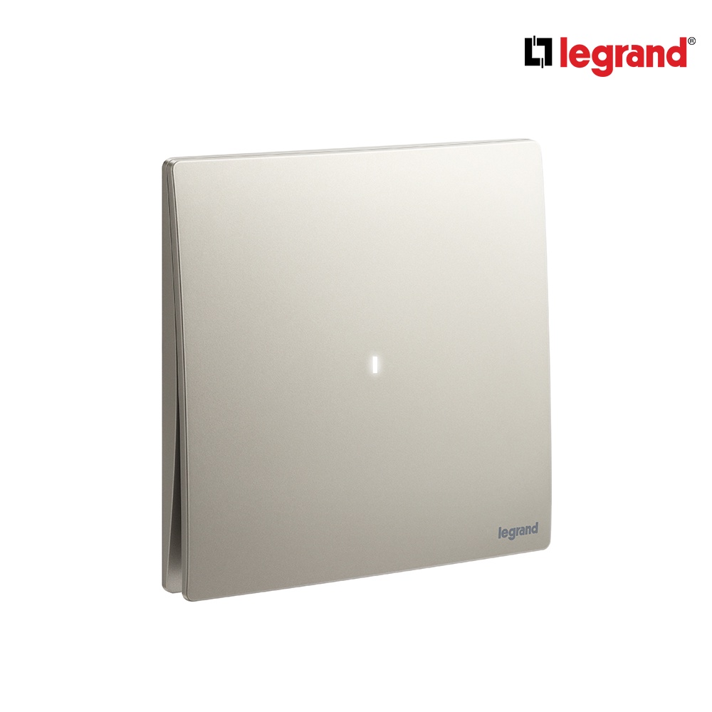 Legrand สวิตช์กลางทาง 1ช่อง สีแชมเปญ มีไฟLED 16A | Mallia Senses | Champaigne | 281009CH