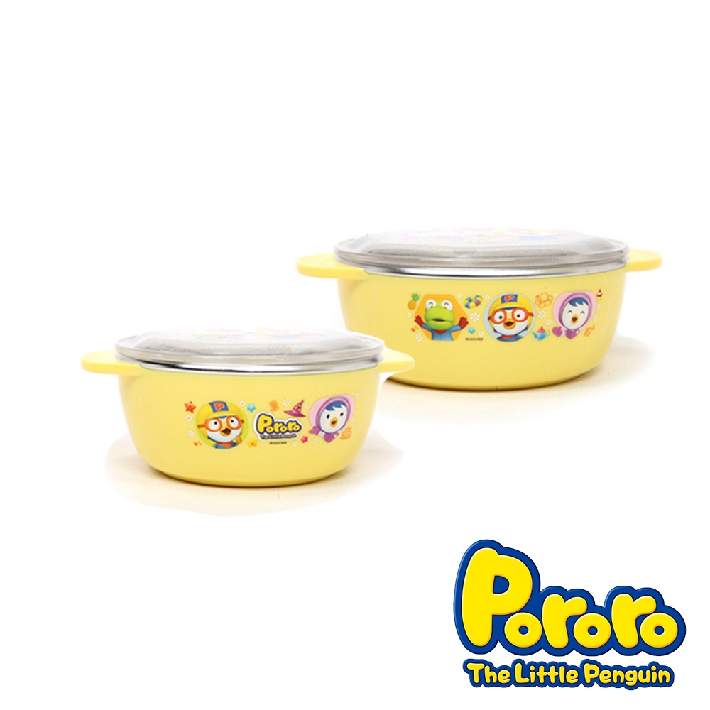 Utensils 129 บาท ชุดสุดคุ้ม! Pororo Set 1+1 ชุดถ้วยข้าวและถ้วยซุปเด็ก สแตนเลส 304 คุณภาพดี ทนทาน ปลอดภัย เกาหลีแท้ (สีเหลือง) Mom & Baby
