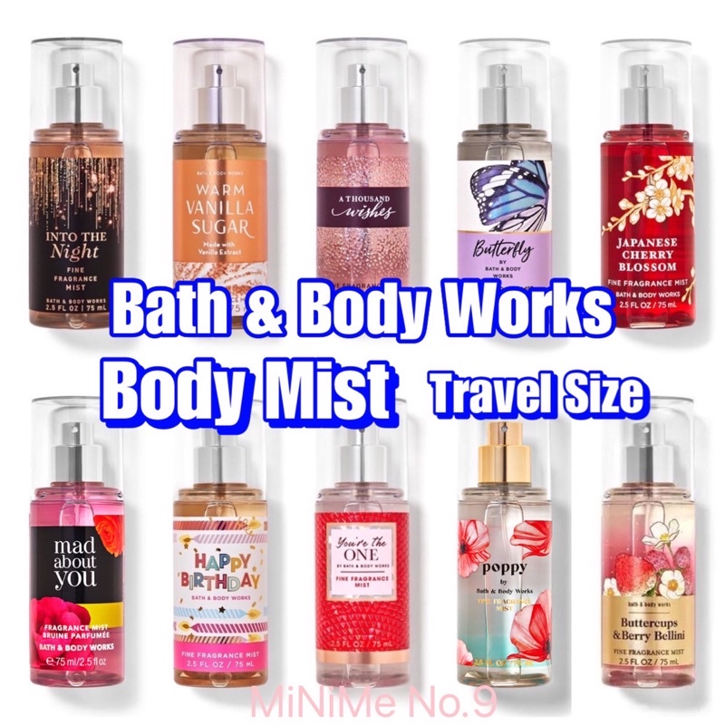 (แท้  %) น้ำหอมบอดี้มิส (ขนาดพกพา) 75-88ml. Bath&Body Works Fine Fragrance Body Mist