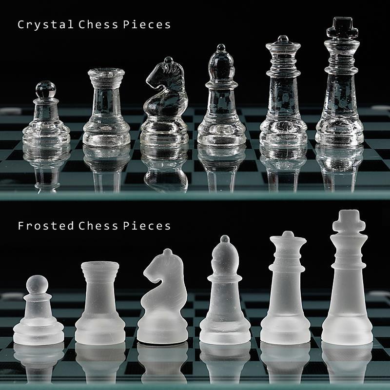 Folding Chessbaord Craft Crystal Luxury Glass Chess Set Anti-broken Elegant Glass Chess Pieces Board Game L Board 35cm K