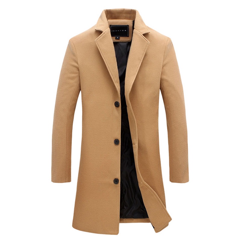 Classic Men's Overcoat Korean style temperament Coat long single-breasted trench coat woolen large size casual style #4