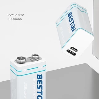 ถ่านชาร์จ BESTON 9V แบตเตอรี่ชาร์จ 9 โวลต์ 1000 mAh USB 9V Rechargeable Lithium Battery 1 ก้อน คุณภาพสูง ราคาถูก