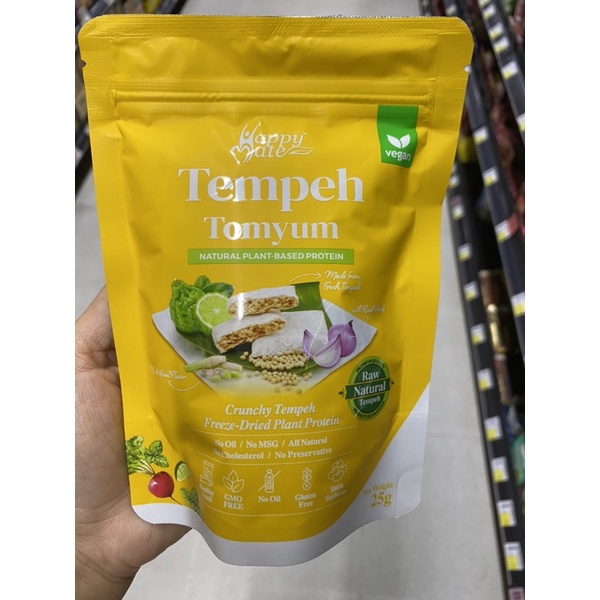 Happy Mate Vegan Tempeh Tomyum Crunchy Tempeh Freeze - Dried Plant Protein 25 G. เทมเป้กรอบ รสต้มยำ 