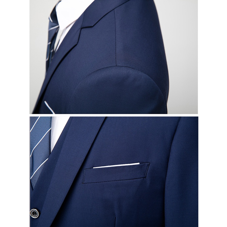 13 Colors 5XL( Jacket   Vest   Pants ) High-end Brand Formal Business Mens Suit Three-piece Groom Wedding Dress Solid Co #4