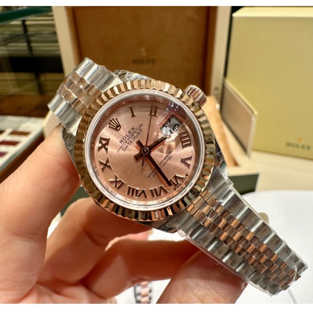 พรี​ ราคา12500 Rolex DateJust นาฬิกา​ผู้หญิง สาย​ส​แตนเลส​ นาฬิกาแบรนด์เนม size28mm
