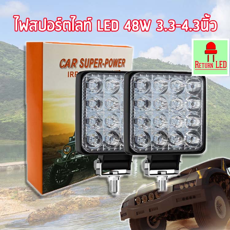 ไฟสปอร์ตไลท์ LED 12V (3.3 นิ้ว-4.3นิ้ว) ไฟหน้ารถ ไฟออฟโรด สำหรับรถยนต์ รถบรรทุก รถเตอร์ไซค์