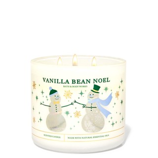 🍒ของแท้·ส่งไว·ถูก🍒BATH AND BODY WORKS เทียนหอม "Vanilla Bean Noel✨💚" 3-wicks CANDLE ขนาดใหญ่ 3 หัวจุด