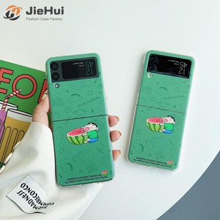 Jiehui เคสโทรศัพท์มือถือ ลายแตงโม ชินจัง แฟชั่น สําหรับ Samsung Z Flip4 Z Flip3