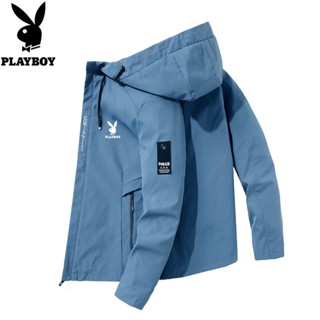 PLAYBOY Fall New Mens Jacket Workwear Jacket Hooded Tops