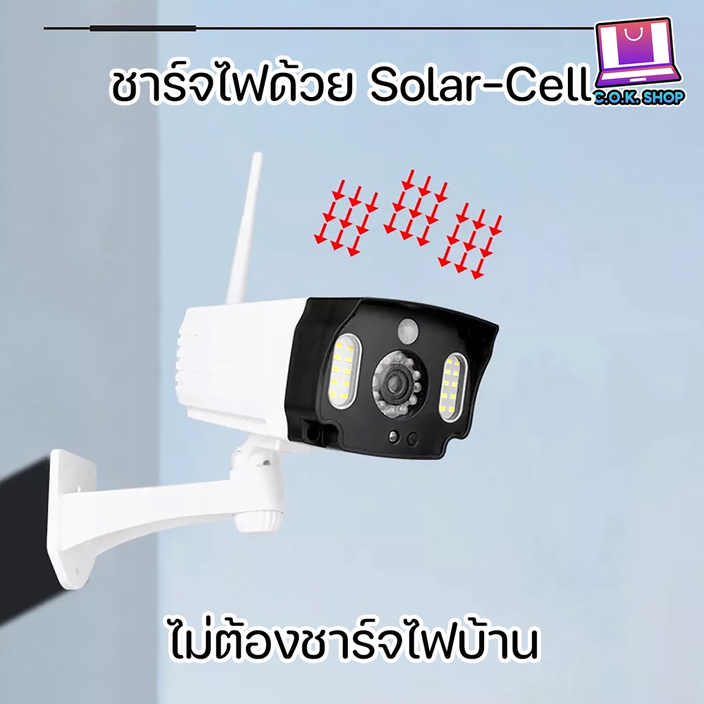 ไฟ Solar Cell T-28 ไฟติดกำแพง ทรงกล้องวงจรปิด มีเซ็นเซอร์ตรวจจับการเคลื่อนไหว กันน้ำ กันฝน รูปทรงสมจริง