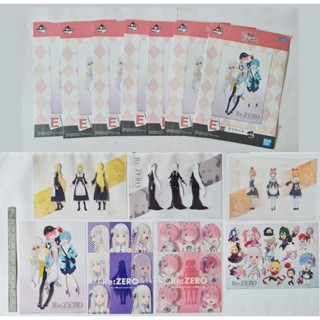 ของสะสมอนิเมะ Re:Zero Ichiban Kuji Prize Beautiful Plastic Clear Art Sheet 7 pics Set  ลิขสิทธิ์แท้ japan  7 แบบ