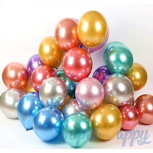 ลูกโป่งเมทัลลิก 10 นิ้ว (set 10 ลูก) ลูกโป่งโครเมี่ยมเมทัลลิก รุ่น 1.8 กรัม Metallic balloons