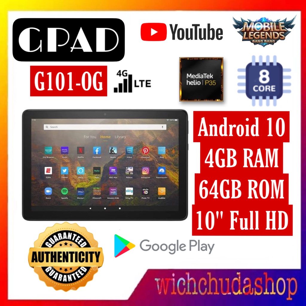 GPAD Android Tablet PC 10inch Display 🔥 Zoom/ Google Meet/ Class Room 🔥 4G LTE 4GBRAM +64GB ROM PHONE CALL