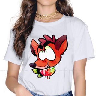 เสื้อยืดสวยๆ Wumpa ผลไม้หมาป่าผู้หญิงเสื้อยืดชน Bandicoot เกมสาวเสื้อยืดพื้นฐาน 5XL ผ้าฝ้ายหญิงเสื้อยืดตลกของขวัญฮิปสเตอ