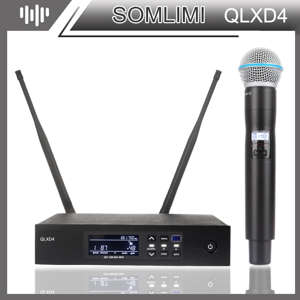 BTop!QLXD4 High Quality UHF Profeesional Wireless Microphone System