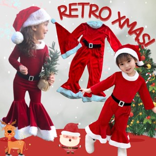 ชุดคริสมาสต์เด็กหญิง Retro xmas ! 3 ชิ้น เสื้อ กางเกง หมวก (FANCY168)