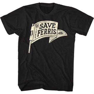 Black Save Ferris Pennant Ferris Buellers Day Off T-Shirt เสื้อยืดชาย เสื้อยืดเข้ารูป เสื้อยืดถูกๆ เสื้อยืด cotton