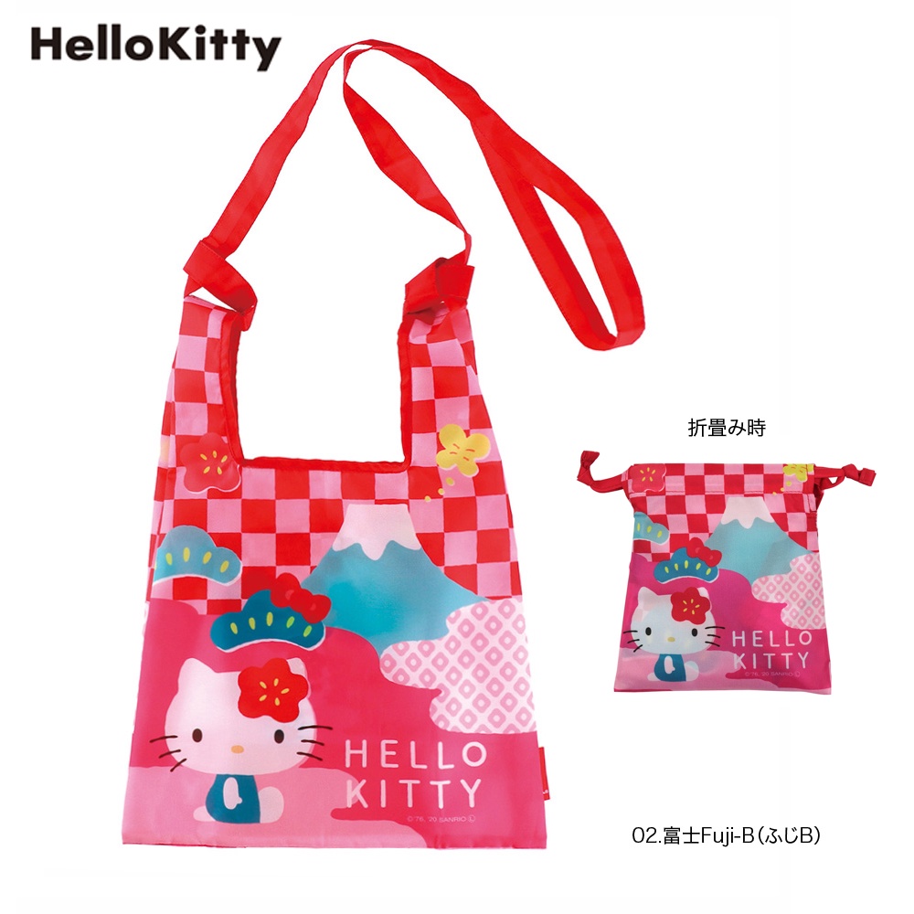 กระเป๋าสะพายพับได้แบรนด์ ROOTOTE Japan รุ่น ROO-Shopper x Hello Kitty แบบ Fujisan สีแดง