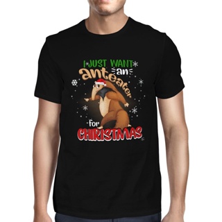 เสื้อยืดผ้าฝ้าย เสื้อยืดคริสต์มาสHigh Discount Top Tee I Just Want An Anteater For Christmas Tshirt