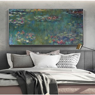 โปสเตอร์ภาพวาดดอกบัว Monet Lotus สําหรับตกแต่งผนังบ้าน