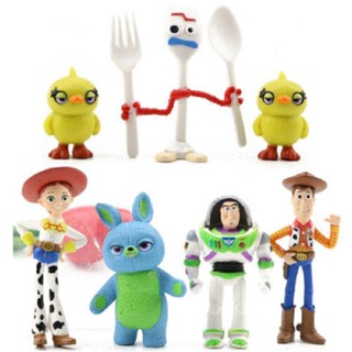 ของเล่นฟิกเกอร์ Toy Story 4 Woody Lightyear Alien Forky Buzz Bunny ของขวัญวันเกิด สําหรับเด็ก 7 ชิ้น