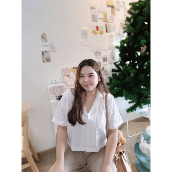 𝗝𝗮𝗶𝗸𝗼 𝗪𝗼𝗼𝗱𝘆 𝗧 𝗦𝗵𝗶𝗿𝘁 เสื้อเชิ้ต ครอป สาวอวบ อก 38-46 - รูปที่ 6