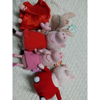 ตุ๊กตาลิขสิทธิ์มือสอง peppa pig 4 ตัว ราคา 100 บาท