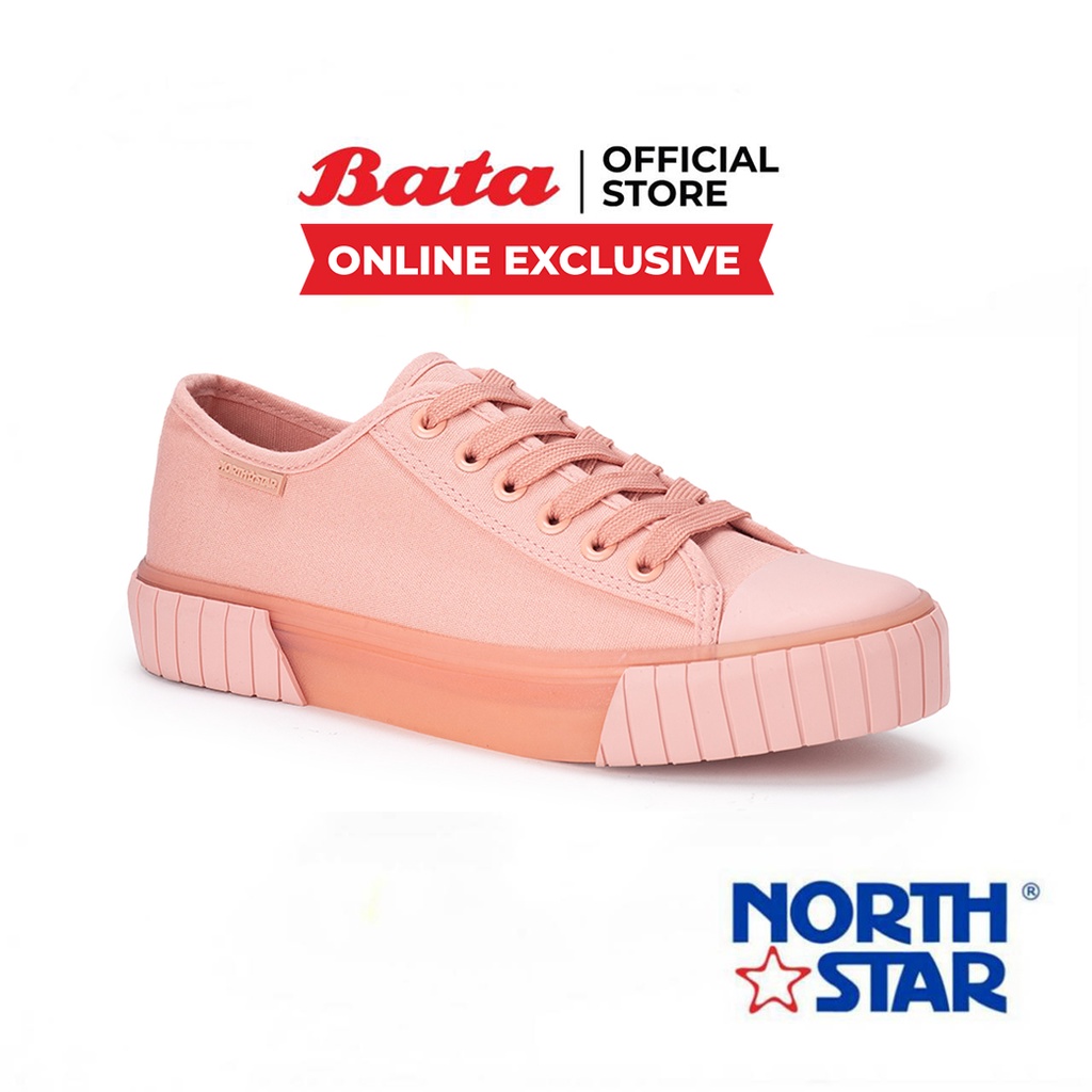 Bata บาจา (Online Exclusive) ยี่ห้อ North Star รองเท้าผ้าใบ รองเท้าลำลอง แบบผูกเชือก ผ้าใบแฟชั่น Sneakers ใส่สบาย สำหรับผู้หญิง รุ่น AKITO สีชมพู 5205043