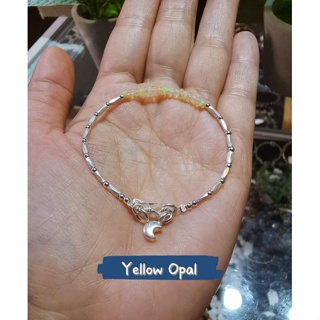 สร้อยข้อมือYellow Opal ร้อยกับเงินแท้