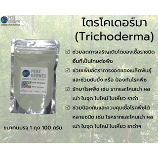 ไตรโคเดอร์มา (Trichoderma) ไตรโคเดอร์มาผง สารชีวภัณฑ์ ป้องกันเชื้อรา กำจัดเชื้อรา และฆ่าเชื้อราโรคพืช  (100 กรัม)