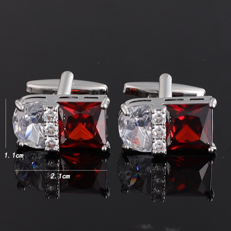 เครื่องประดับแฟชั่น Cufflink คริสตัลภาษาฝรั่งเศสคํา Trapezoid Cufflink Golden Colorfast ชุดเจ้าบ่าวก