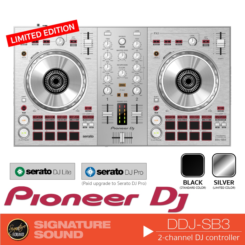 PIONEER DDJ-SB3 2-channel DJ controller for Serato DJ Lite เครื่องเล่นดีเจ