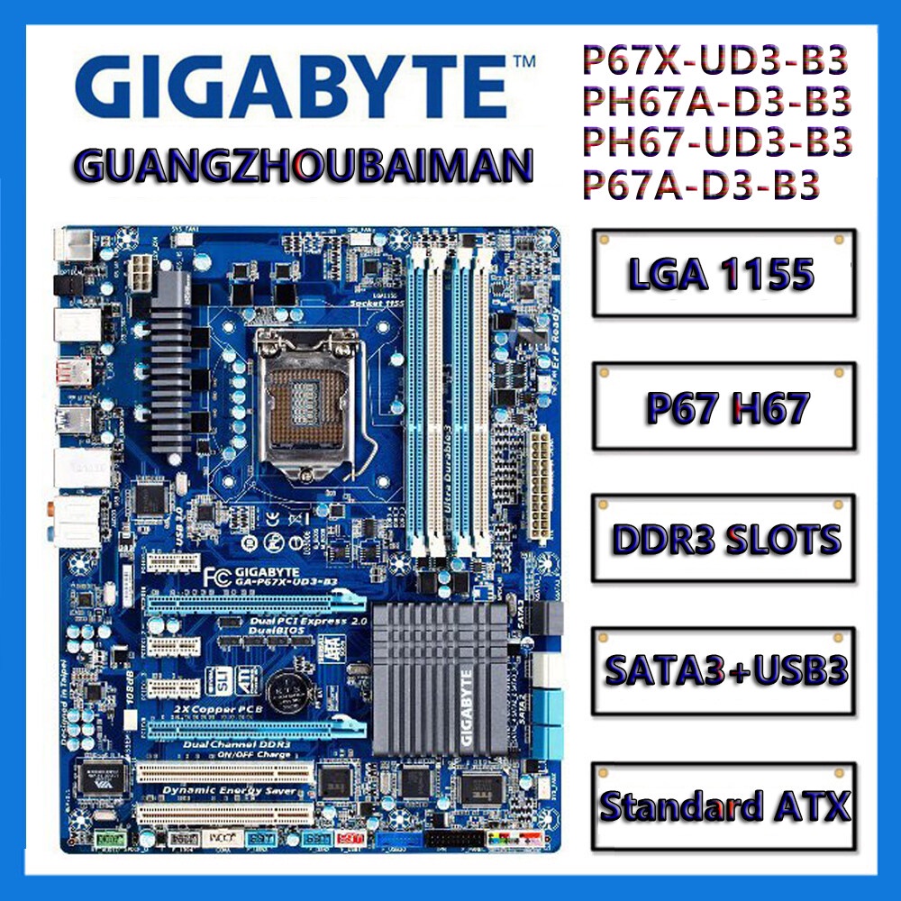 ใช้เมนบอร์ด Gigabyte GA-P67X-UD3-B3 / GA-P67A-D3-B3 / GA-P67A-D3-B3 / GA-PH67-UD3-B3 USB3.0 SATA ddr