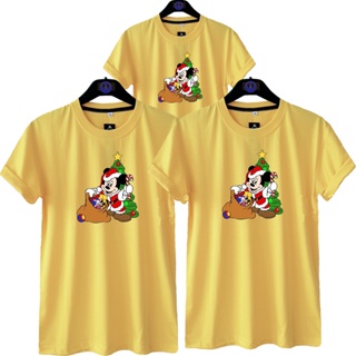 เสื้อยืดผ้าฝ้าย เสื้อยืดคริสต์มาสChristmas T-Shirt / MICKEY C Tree / FAMILY TSHIRT / MERRY CHRISTMAS T-Shirt / Cristen S