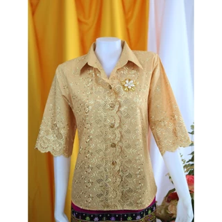 ร้านแชมป์อุดร เสื้อลูกไม้ผ้าบางคอปก มีมากกว่า 10 สี อก 40,42,44,46,48,50 เสื้อเชิ้ต ชุดไปวัด