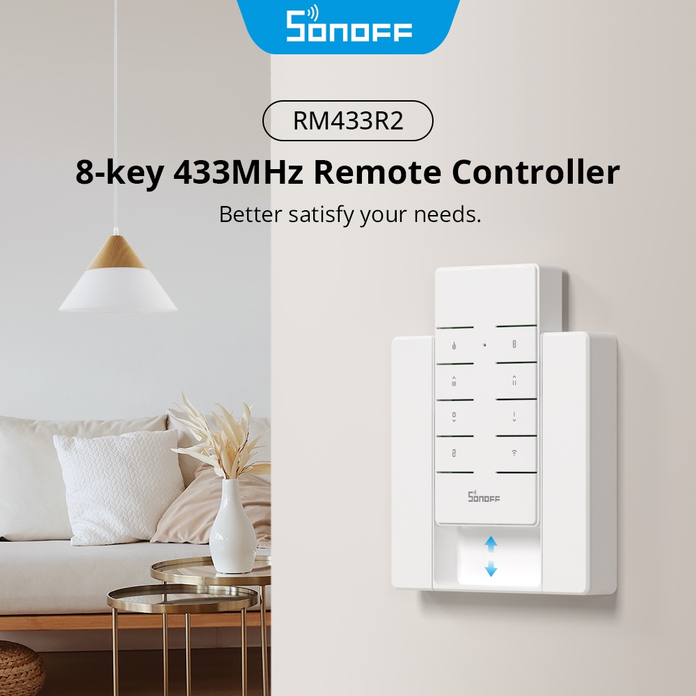 Sonoff RM433R2 433Mhz รีโมตคอนโทรล 8 ปุ่ม RF การจับคู่กุญแจเดียว ทํางานร่วมกับ Sonoff 433Mhz สวิตช์ส