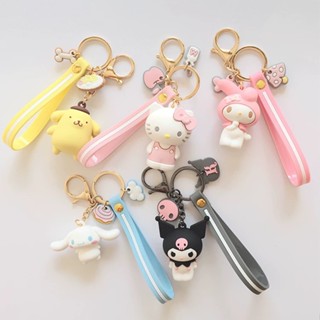 SANRIO พวงกุญแจซิลิโคน รูปการ์ตูนซานริโอ้น่ารัก สามมิติ DIY สําหรับห้อยกระเป๋านักเรียน กุญแจรถ