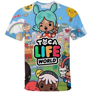 เสื้อยืด พิมพ์ลายอนิเมะเกม Toca Life World 3 มิติ สไตล์สตรีท สําหรับเด็ก วัยรุ่น