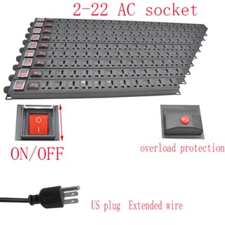 Pdu ปลั๊กไฟ เอาท์พุท 2-24 ทาง ป้องกันไฟโหลดเกิน PDU ปลั๊ก US (สายขยาย 2 เมตร)