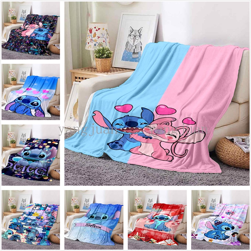 Lilo & Stitch Stitch อะนิเมะผ้าห่มน่ารักโซฟาผ้าห่มเครื่องปรับอากาศรถยนต์ผ้าห่มนุ่ม heattech ปรับแต่ง