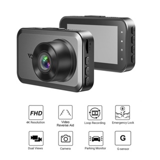 4K Full HD 1080P หน้าจอขนาด 3 นิ้ว Dual Lens Night Vision รถ DVR Dash กล้องติดรถยนต์ด้านหน้าและด้านหลังเครื่องบันทึกไดรฟ์พร้อมการบันทึกวนซ้ำแบบไม่มีรอยต่อ