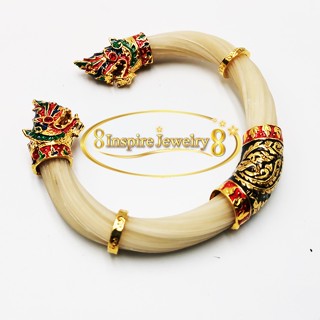 INSPIRE JEWELRY กำไลเครื่องประดับมงคลขนหางช้าง ถมทองลงยา พญานาค ELEPHANT TAIL HAIR BRACELET พร้อมกล่องกำมะหยี่สวยหรู