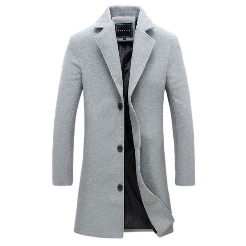 Classic Men's Overcoat Korean style temperament Coat long single-breasted trench coat woolen large size casual style #3